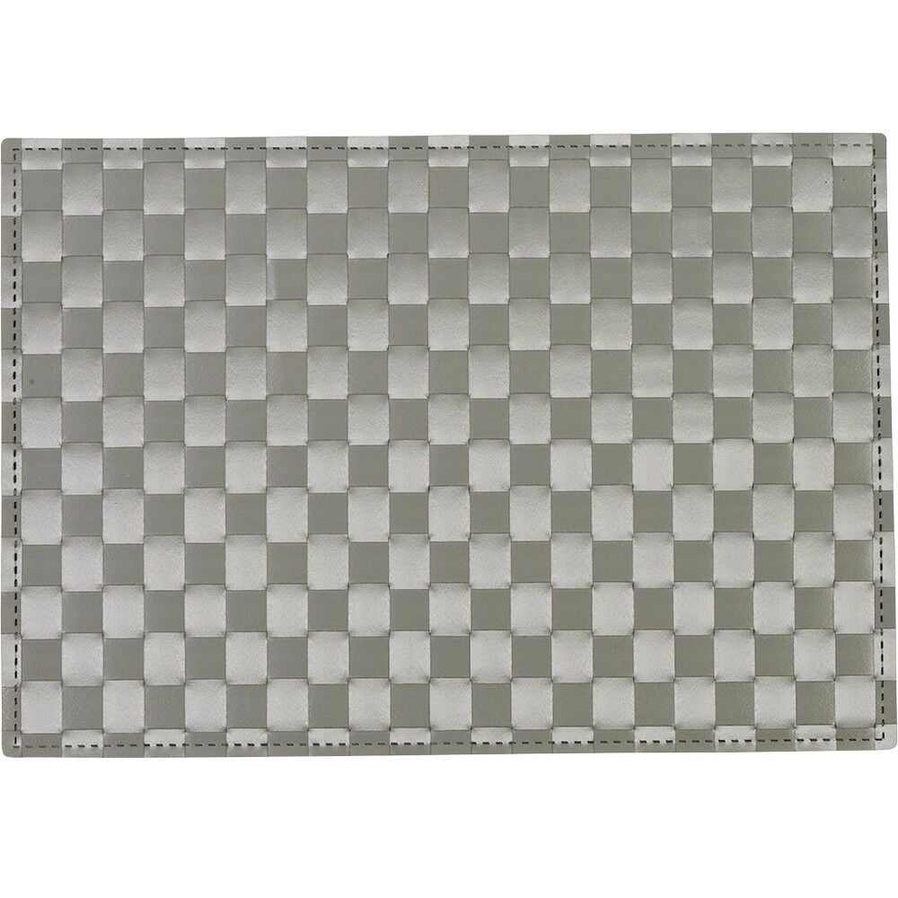Set de table rectangulaire plastique effet tressé uni gris