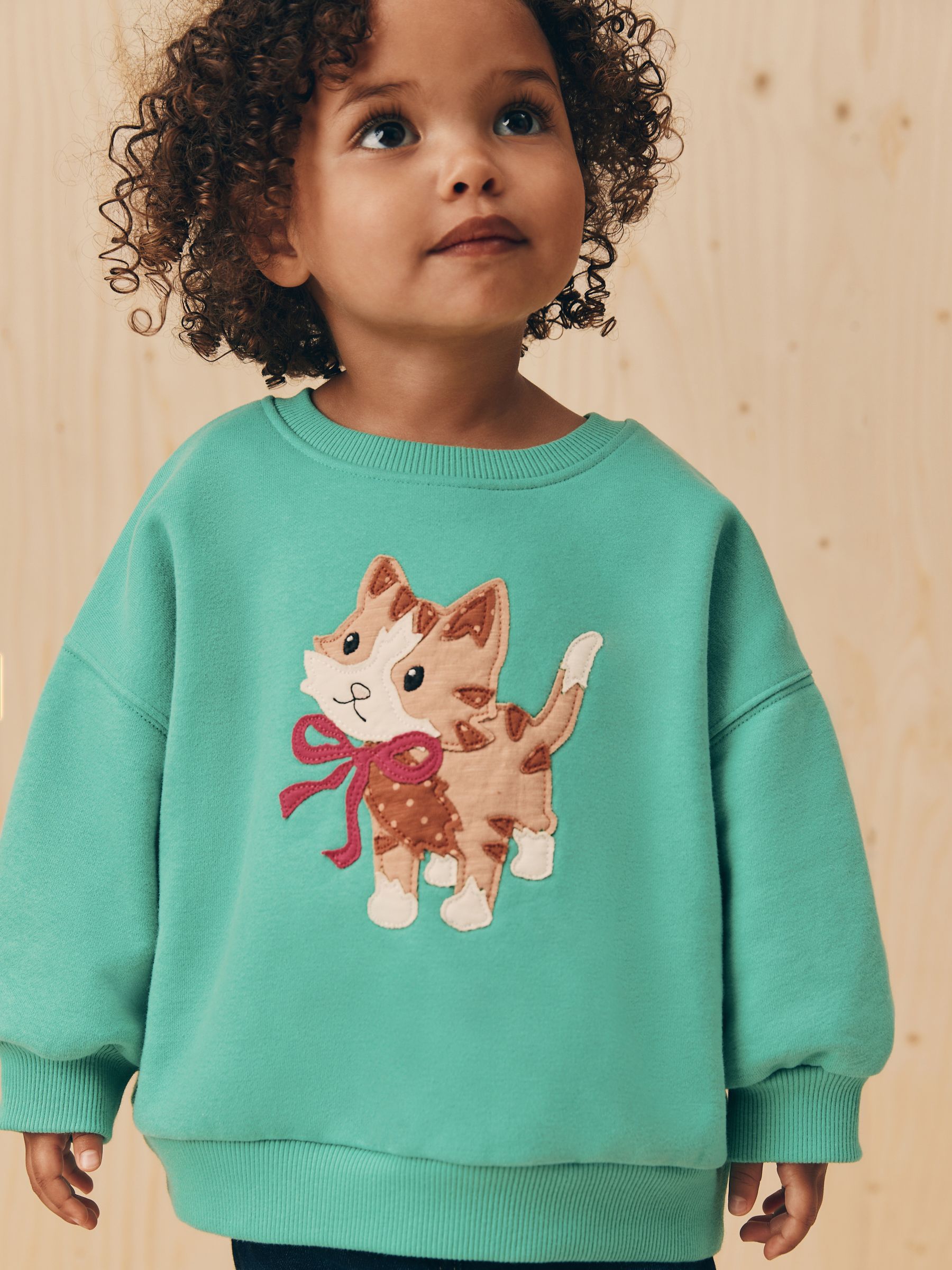 Groene kat - Sweatshirt met ronde hals (3 mnd-7 jr)