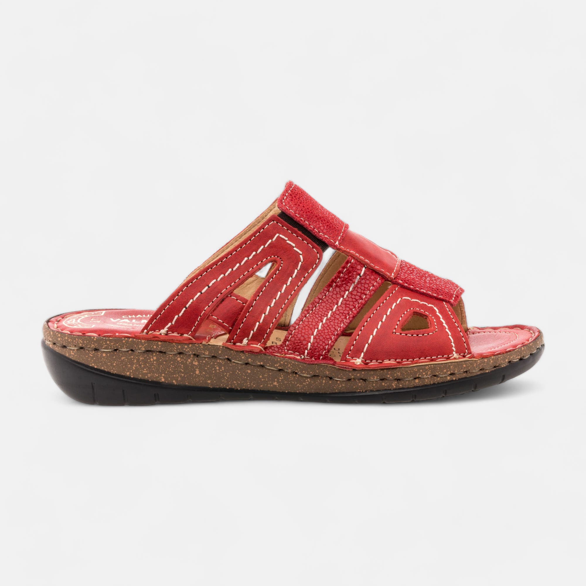 Nu-pieds confort Femme en cuir rouge