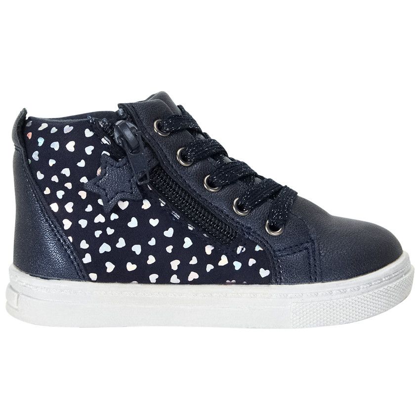 Bottillons marine avec lacets et zip pour bébé fille - Bleu marine