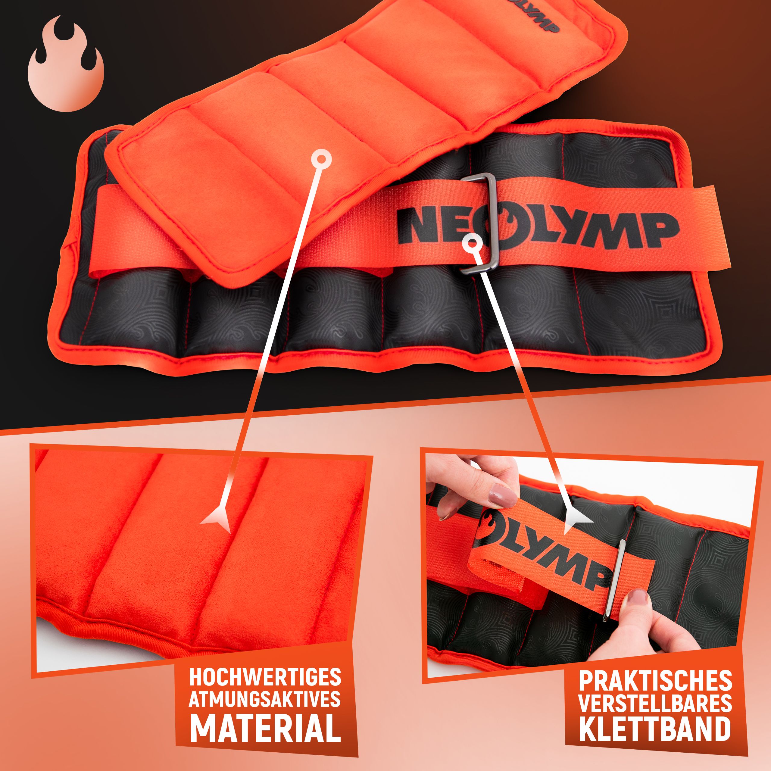 NEOLYMP 2er Set Gewichtsmanschetten Fuß 1,5 KG
