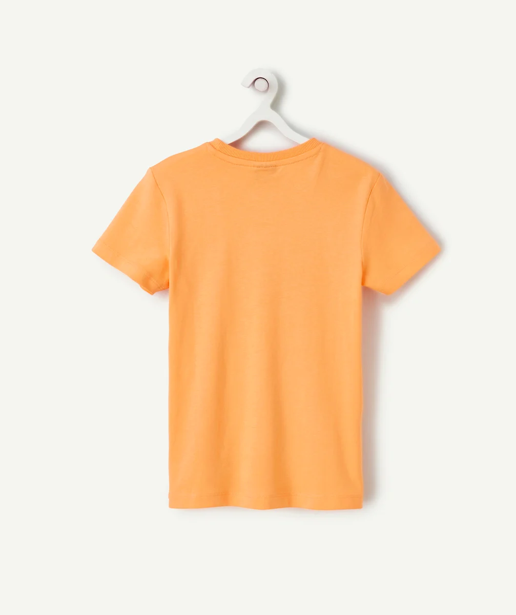 T-SHIRT MANCHES COURTES GARÇON 100% COTON ORANGE AVEC MOTIF MALIBU