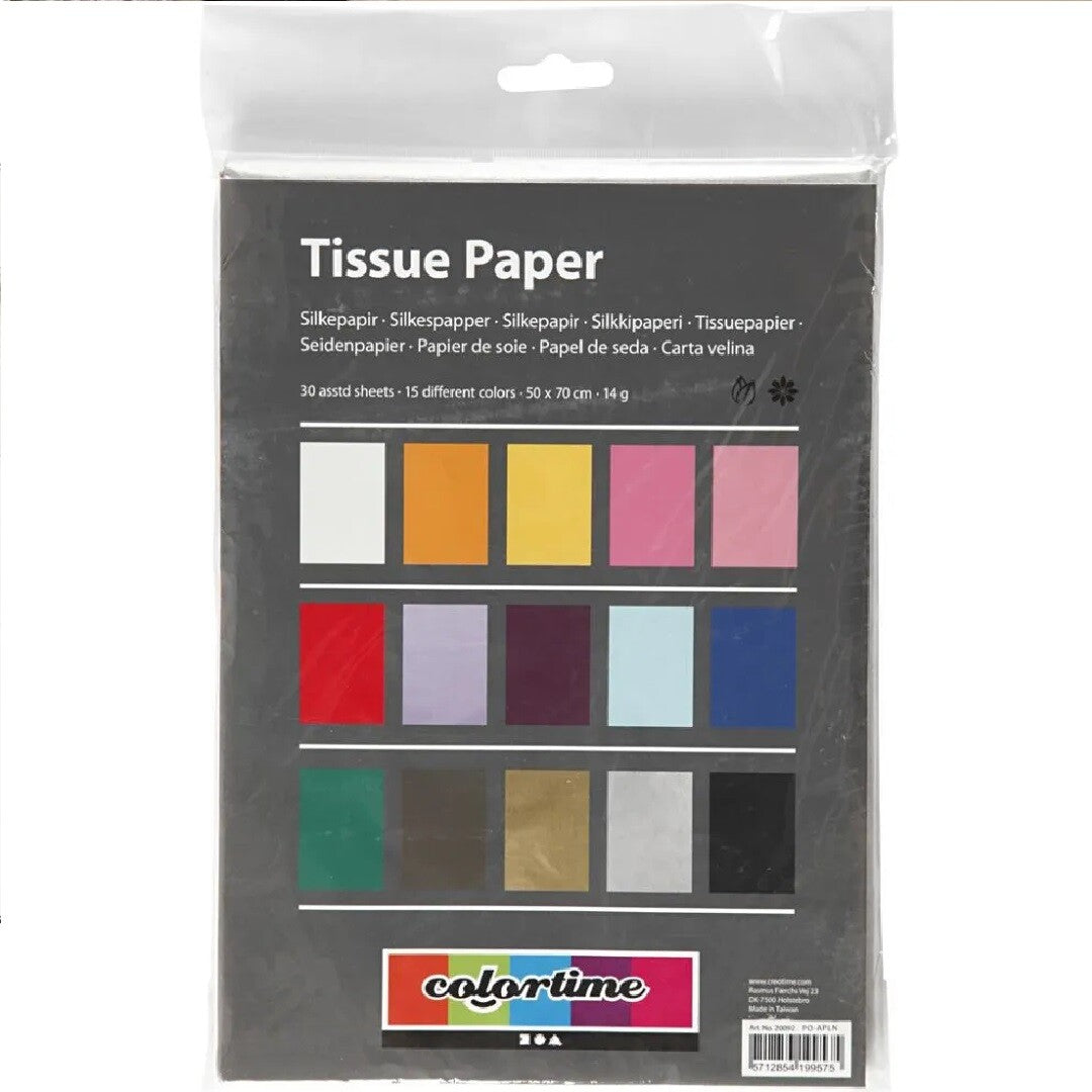 Colortime zijdepapier 15 kleuren - 30st