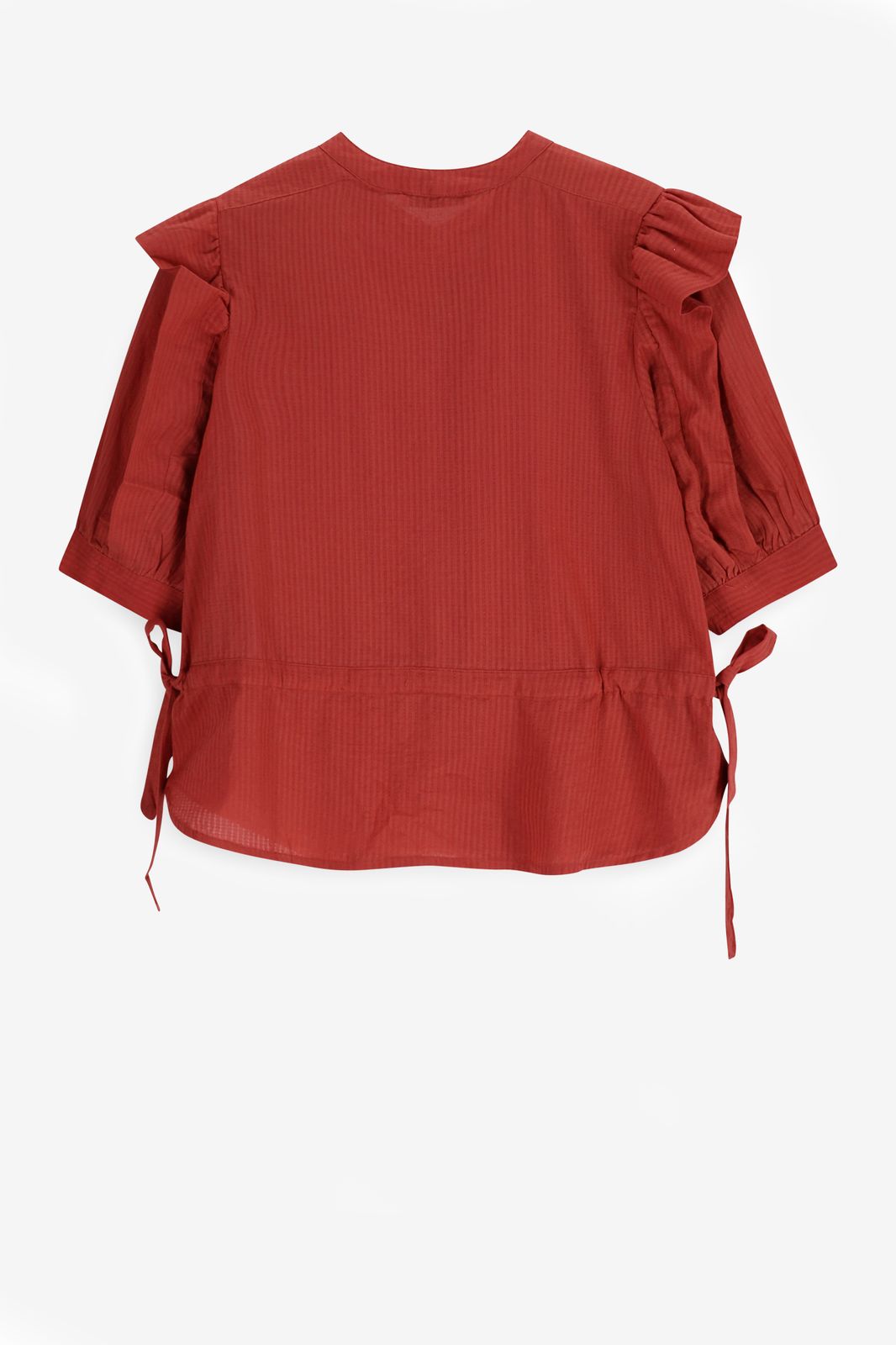 Rode blouse met ruffle details