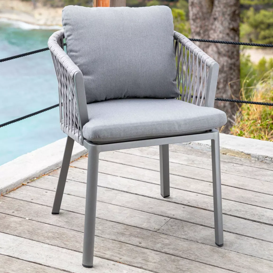 Lot de 2 fauteuils de jardin en aluminium Amalfi Gris anthracite