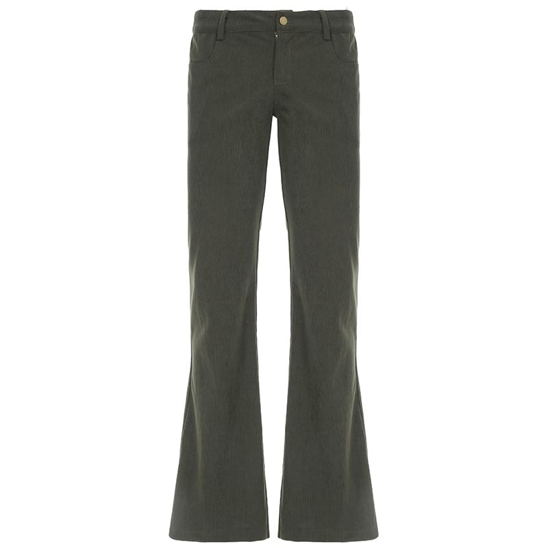 Cincine - Lage, effen corduroy broek met wijde pijpen