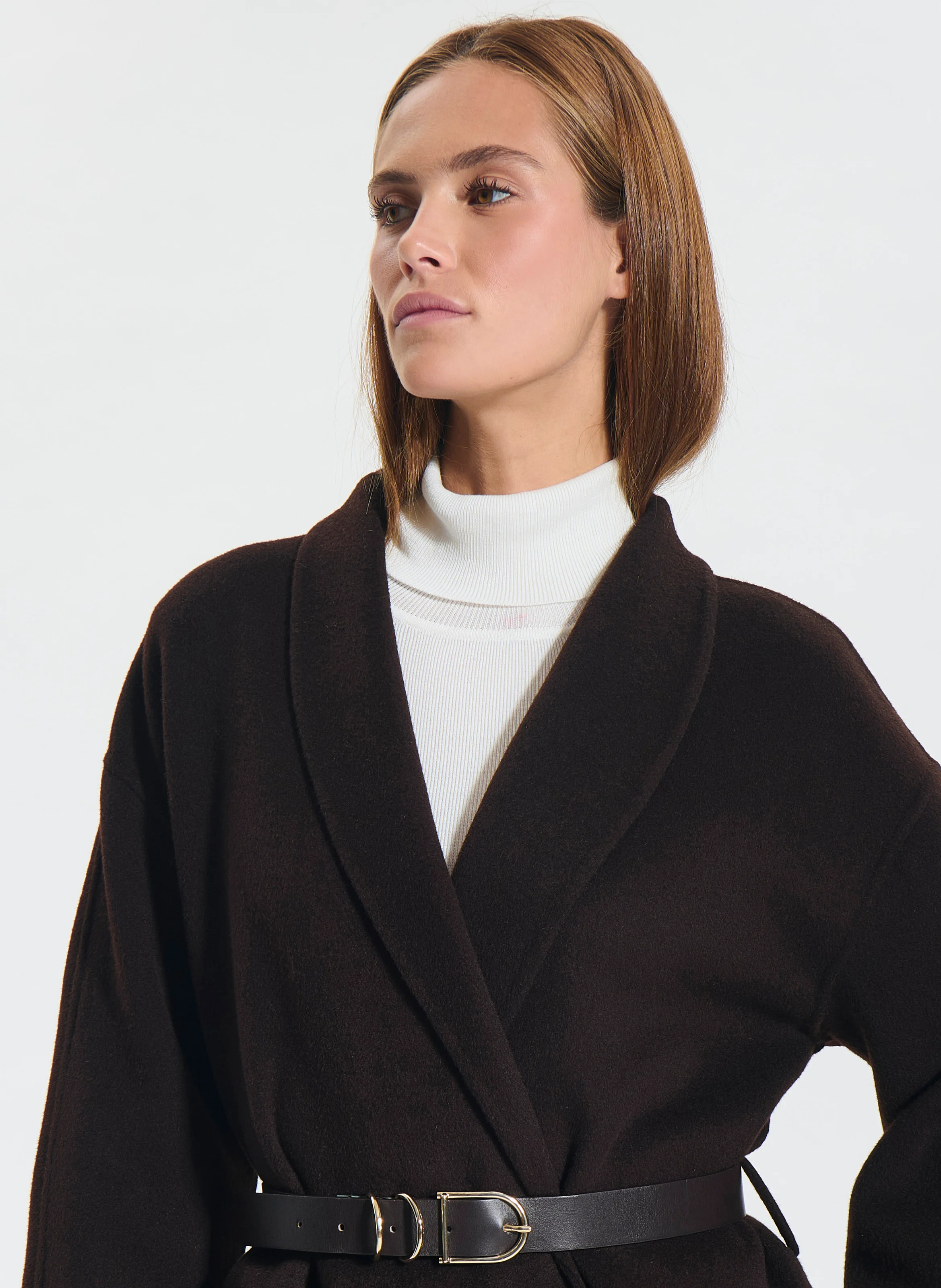 MINESOTAN - Manteau col tailleur en laine mélangée | Marron