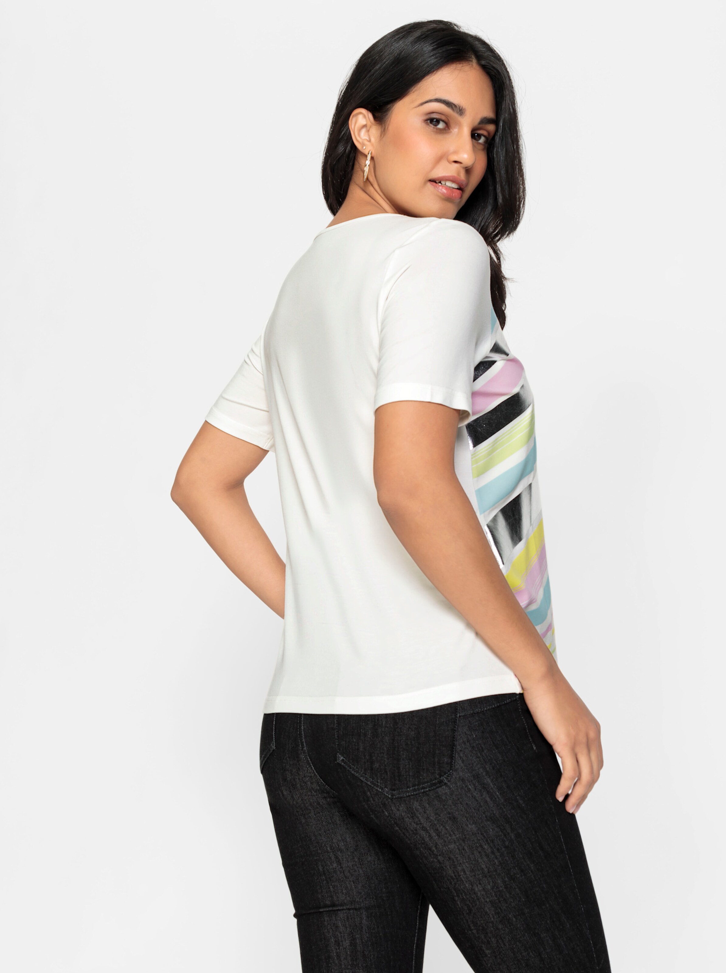 Shirt in ecru-rosé-bedruckt