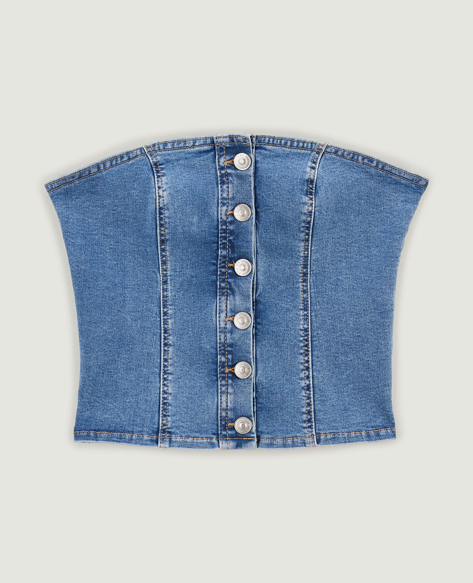 Top bustier en jean stretch - Bleu