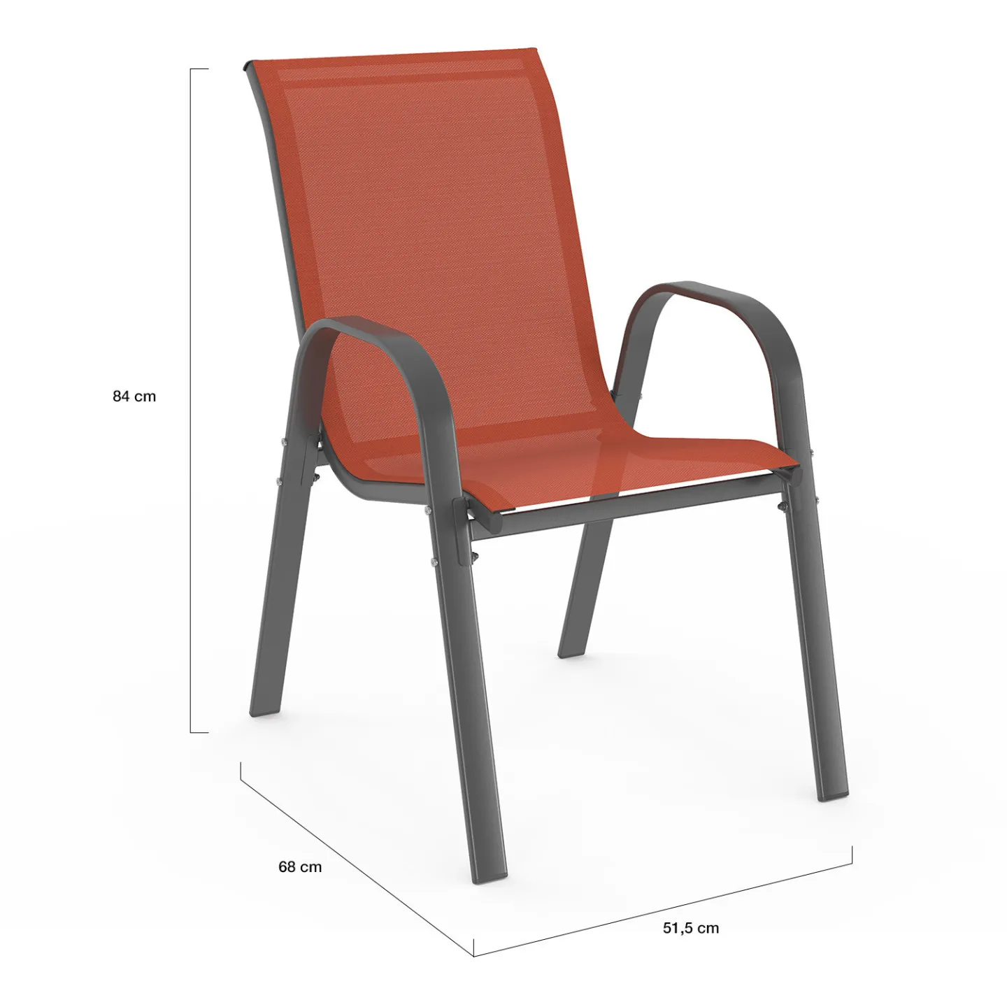 Salon de jardin MADRID table 240 CM et 10 chaises empilables terracotta
