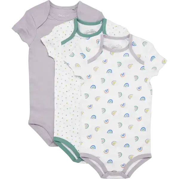 3er Set Baby-Bodys Gr. 86 / 92 lila / grau