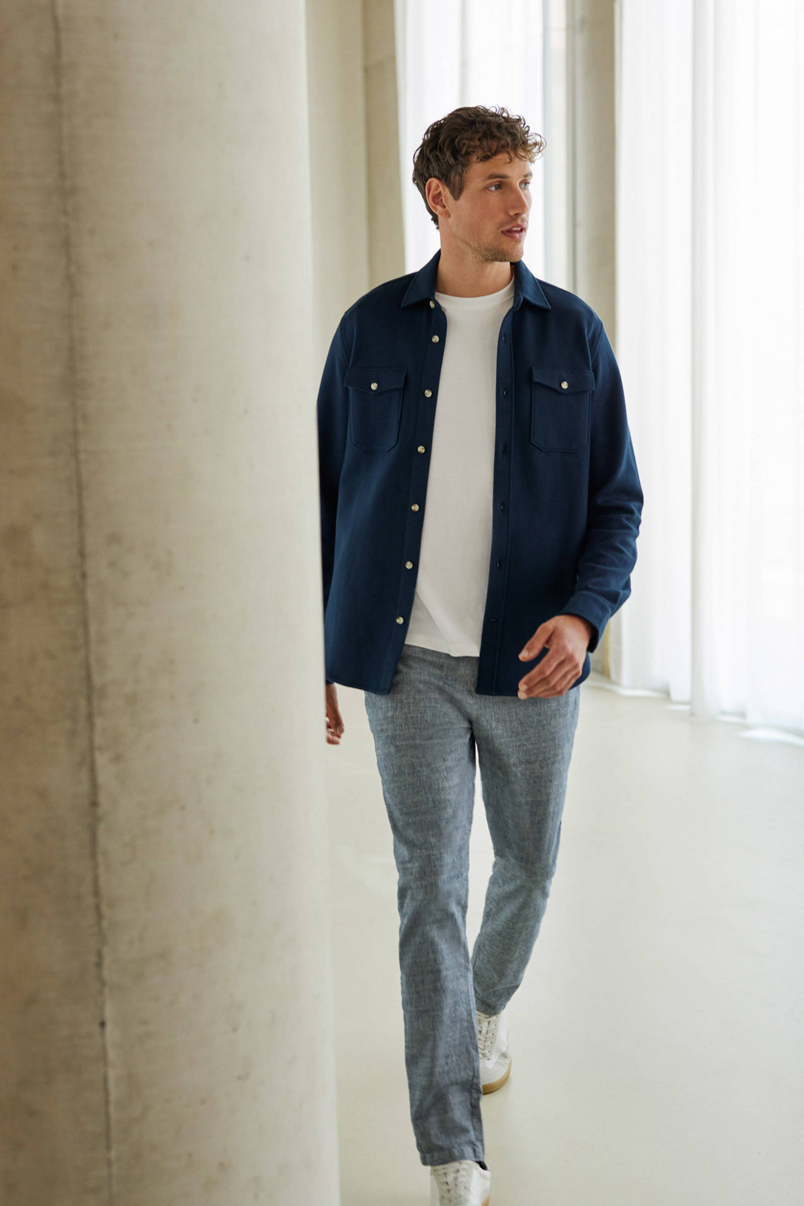 WE Fashion regular fit overshirt donkerblauw