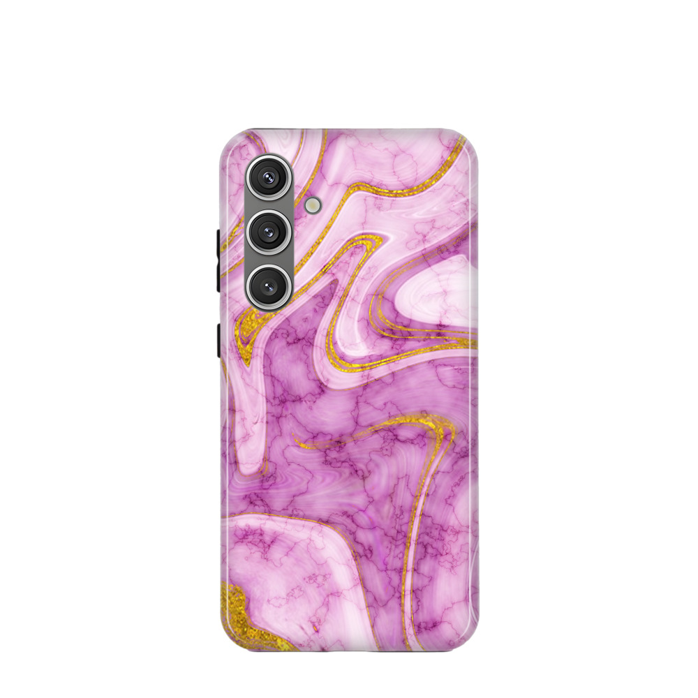 Samsung Galaxy S24 Hybrid (Kunststoff / Gummi) Hülle Marmor Marble 11 - Pink