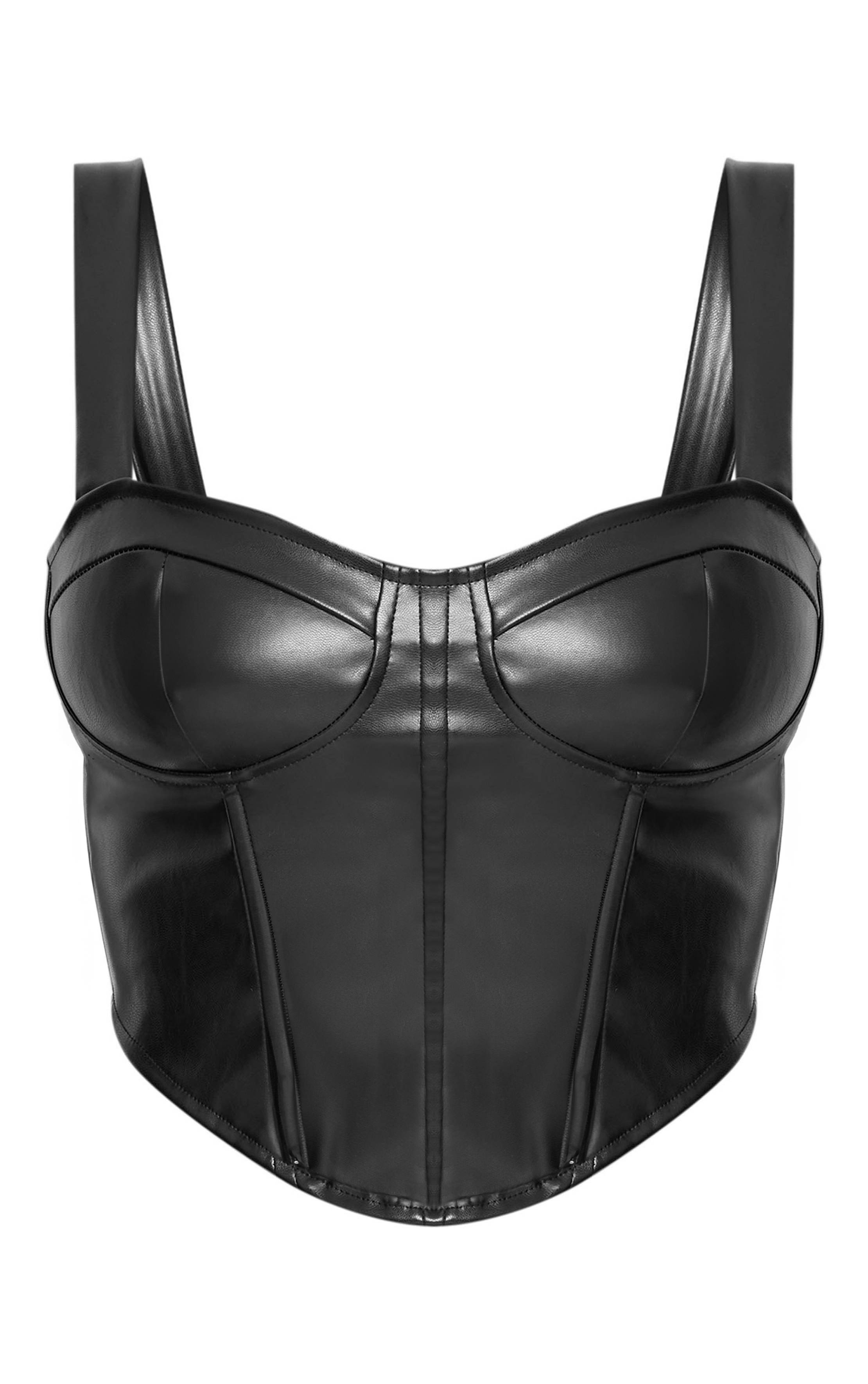 Noir Top Court Corset En Synthétiquecuir Shape
