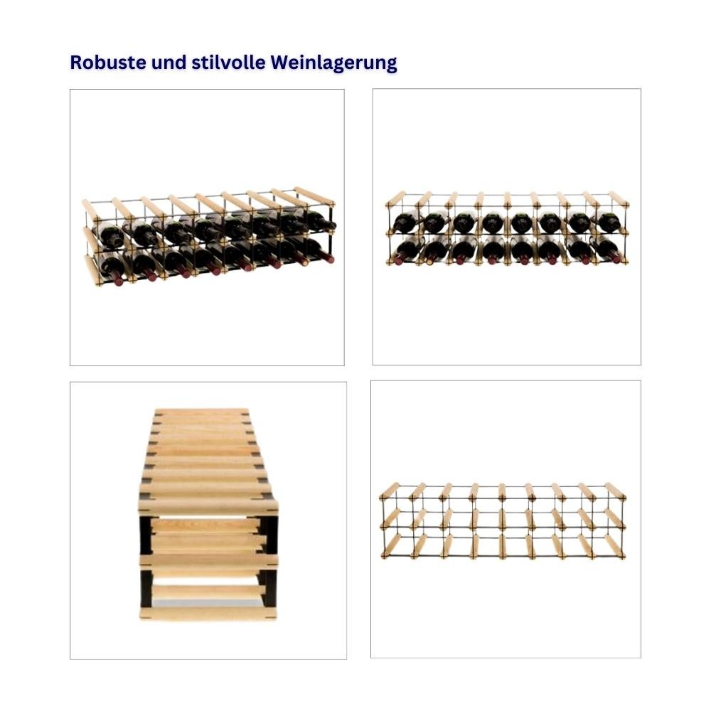 PROREGAL Modulair Wijnrek Vinotega Mod Metaal HxBxD 12,5 x 82,5 x 24,5 cm 8 x 1 Flessen Massief grenenhout Bruin Geolied