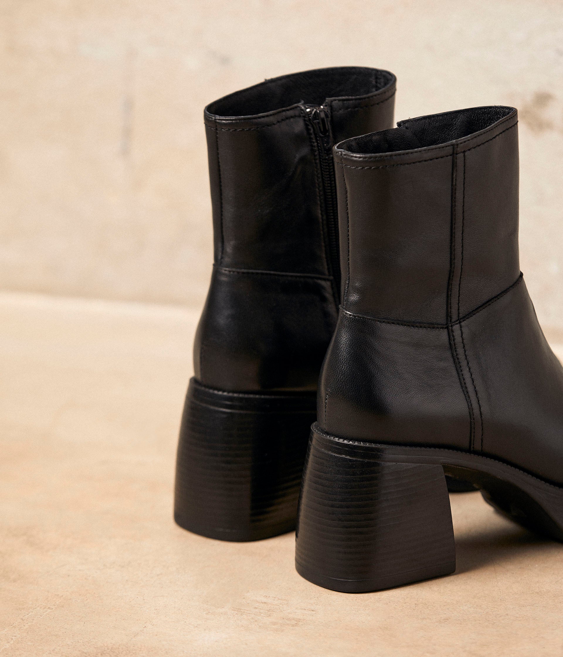 Boots cuir noir Amela
