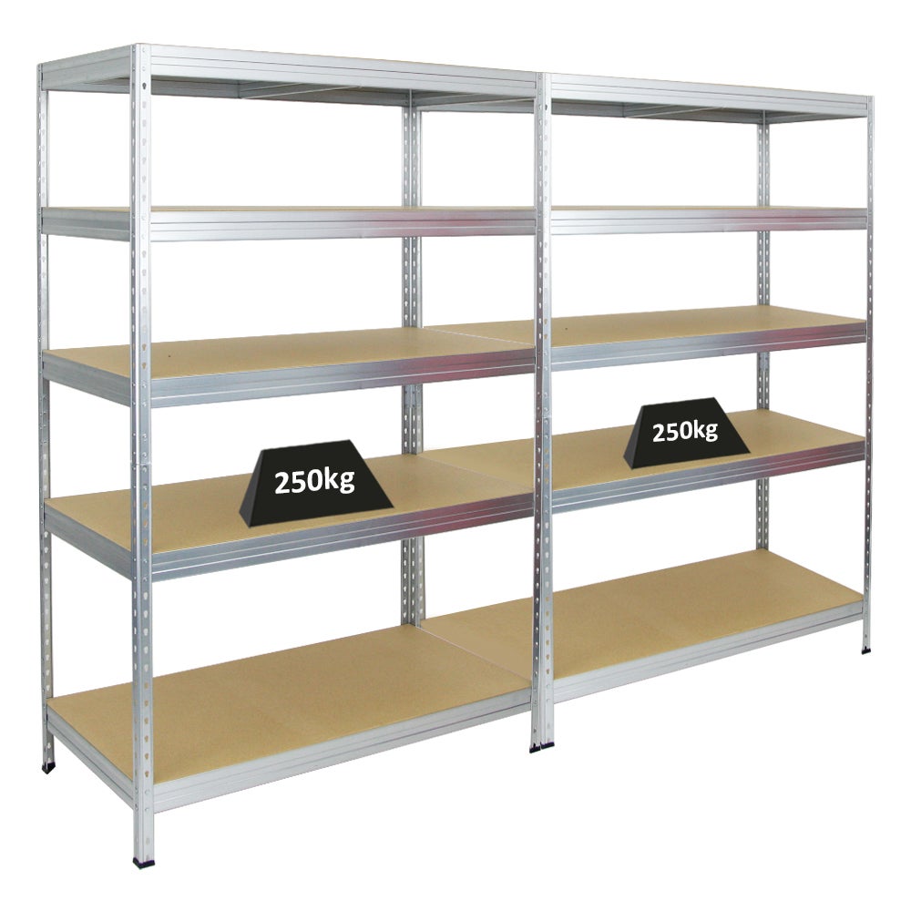 PROREGAL Mega Deal 2x Heavy-Duty Stellingkast Klinknagel HxBxD 180 x 120 x 60 cm Plankbelasting 250 kg Gegalvaniseerd
