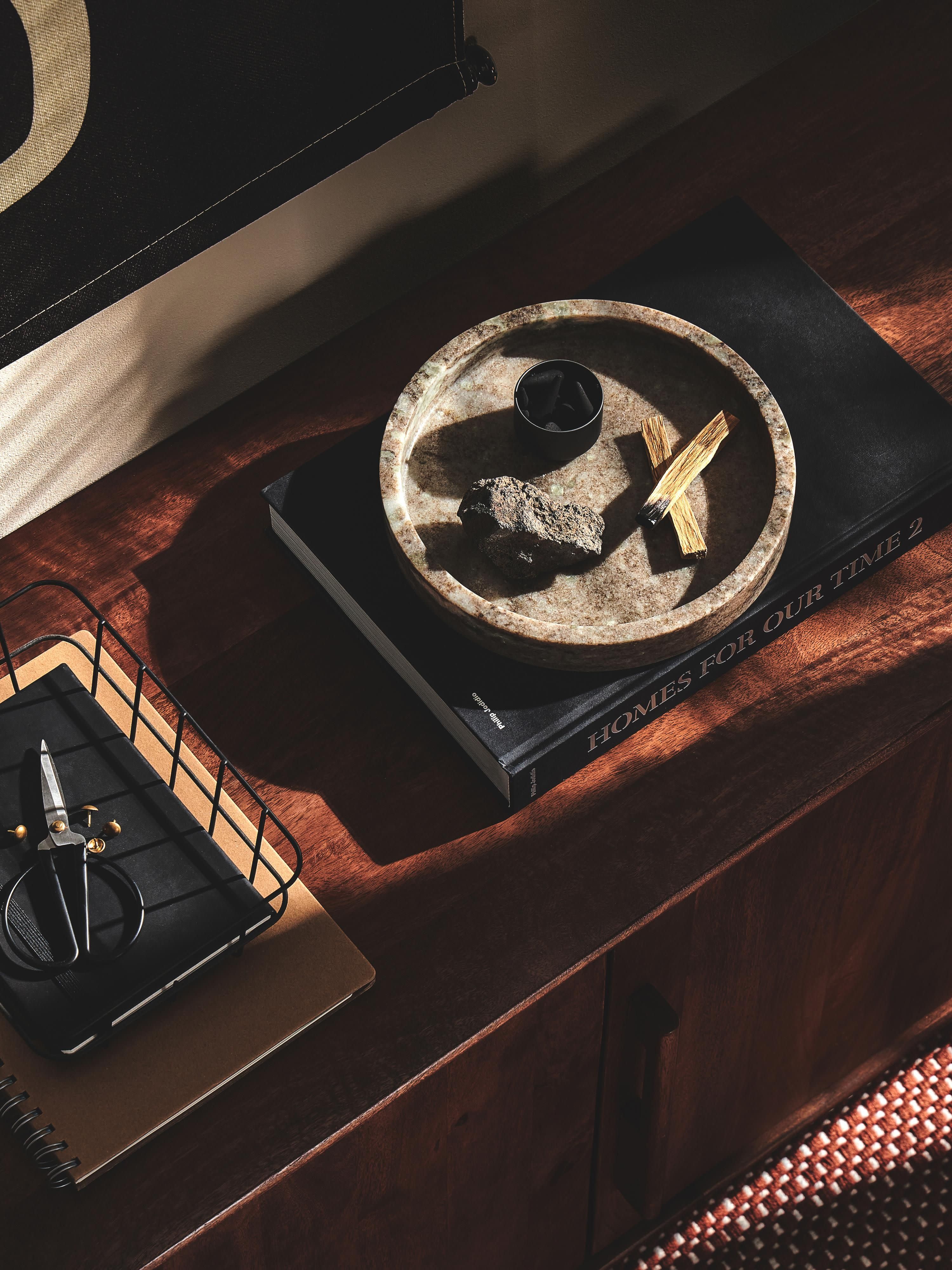 Rond decoratief dienblad Venice van marmer