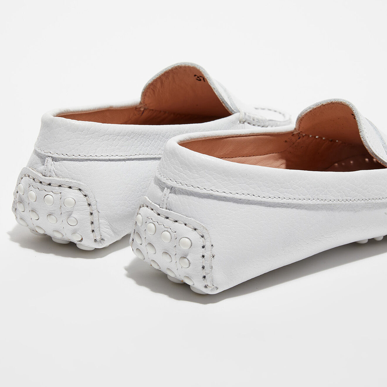 Loafers Mocassins en Cuir grainé Jade blancs