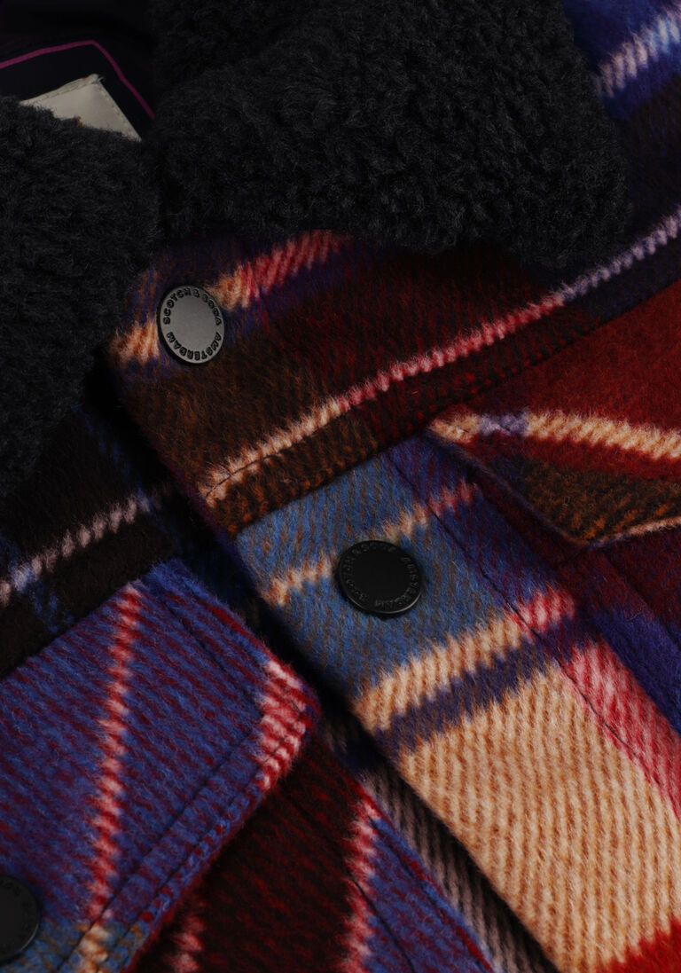 SCOTCH & SODA blauwe scotch & soda jack wool blend check trucker jacket with repreve filling