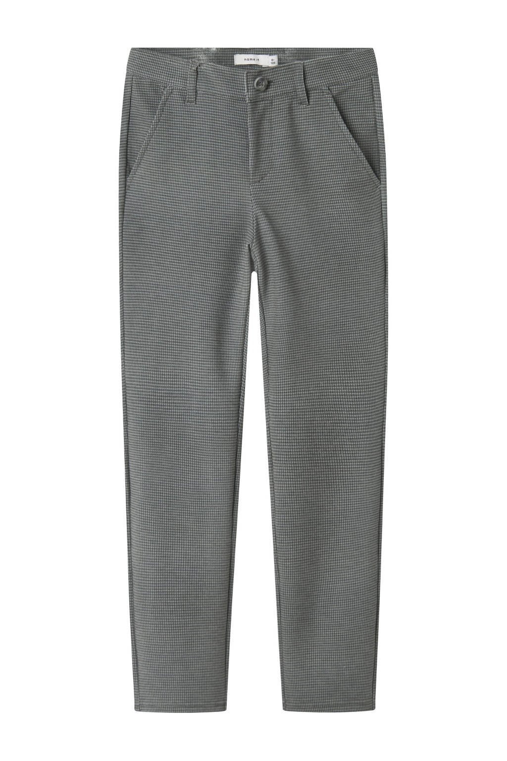 NAME IT KIDS slim casual broek grijs melange