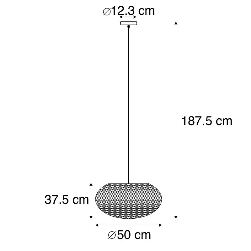 Landelijke hanglamp wit 50 cm - Corda Flat