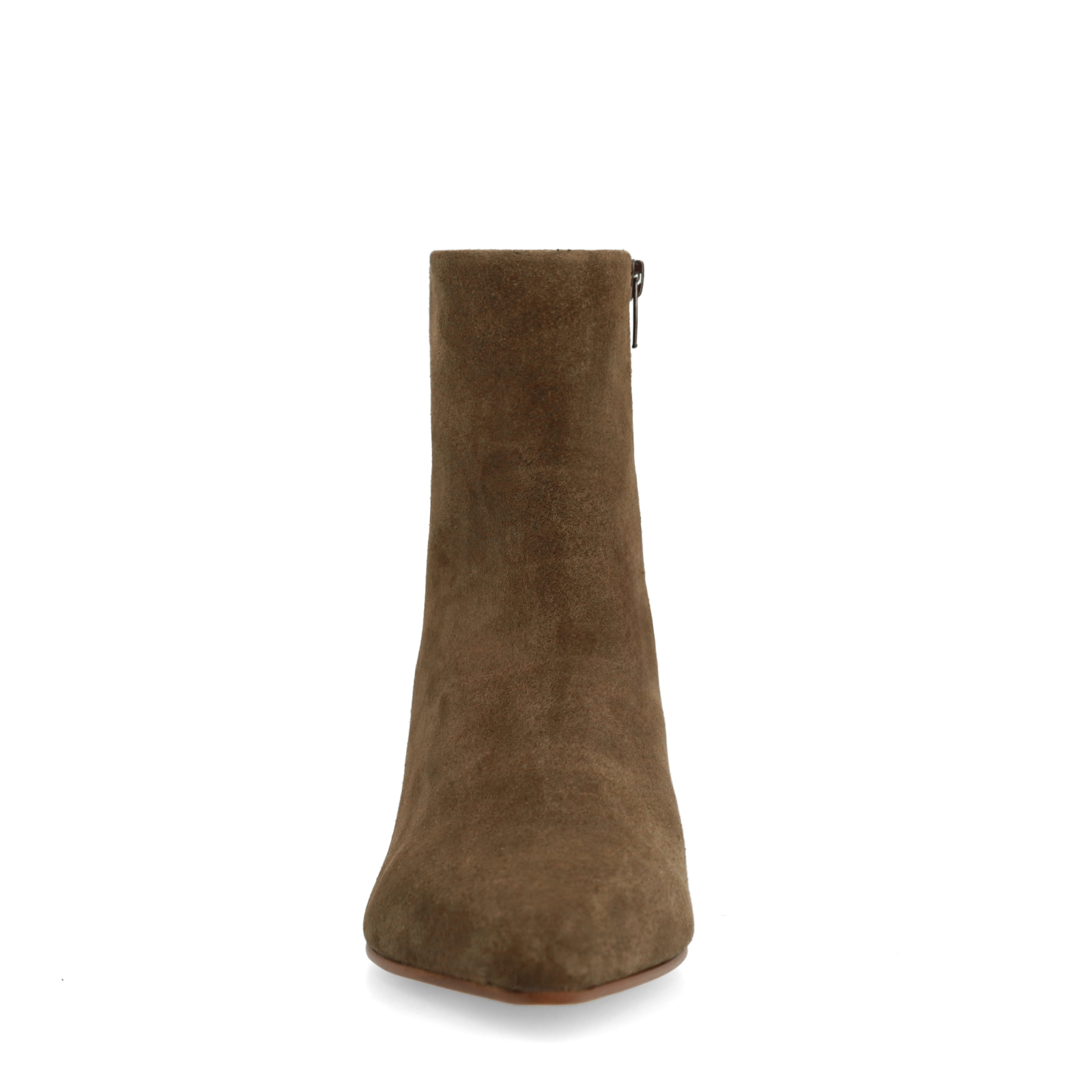 Taupe suède enkellaarsjes met hak