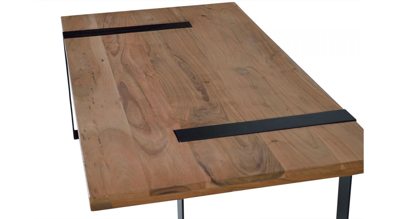 Table basse bois, métal marron 115x60x36cm - bois-métal