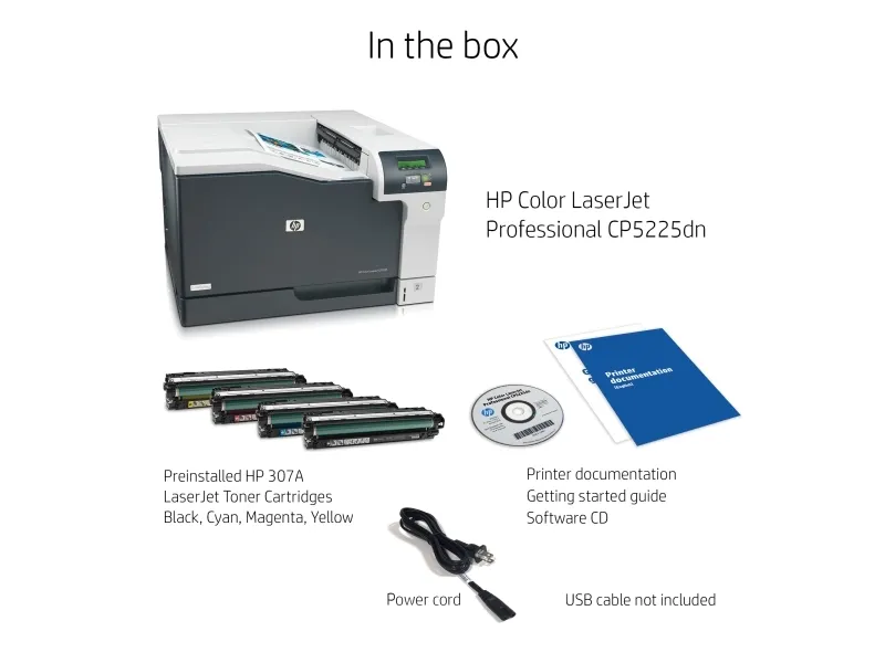 HP Color LaserJet Professional CP5225dn - Printer - farve - Duplex - laser - A3 - 600 dpi - op til 20 spm (mono) / op til 20 spm (farve) - kapacitet: 350 ark - USB, LAN