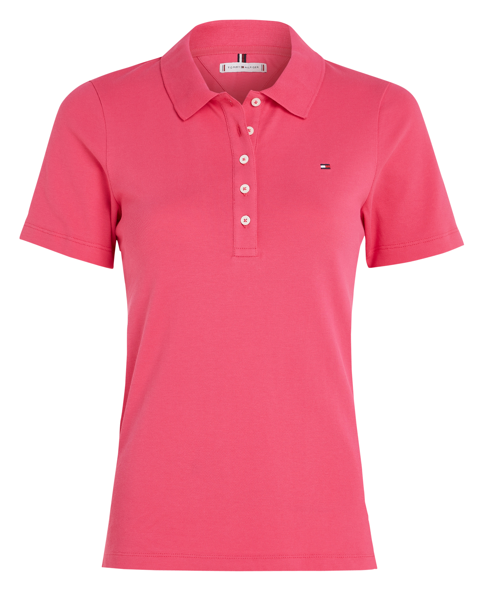 Polo ajustée en coton organique mélangé | Rose