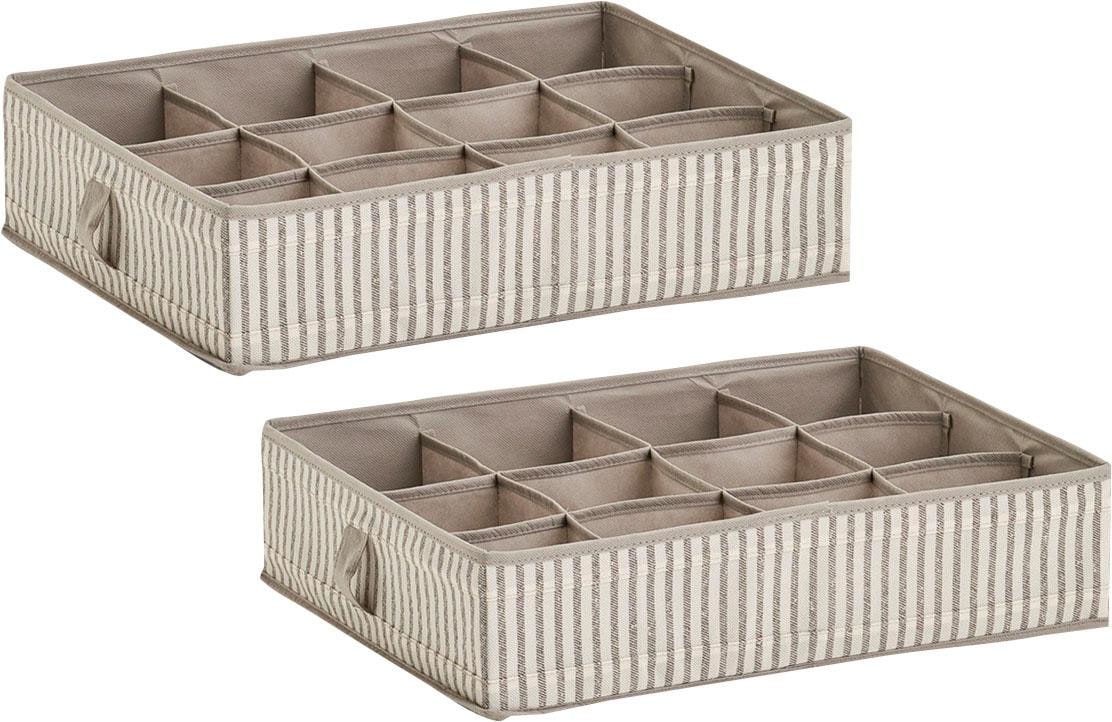 Zeller Present Aufbewahrungsbox »Stripes« 12 Fächer, faltbar, Vlies, beige