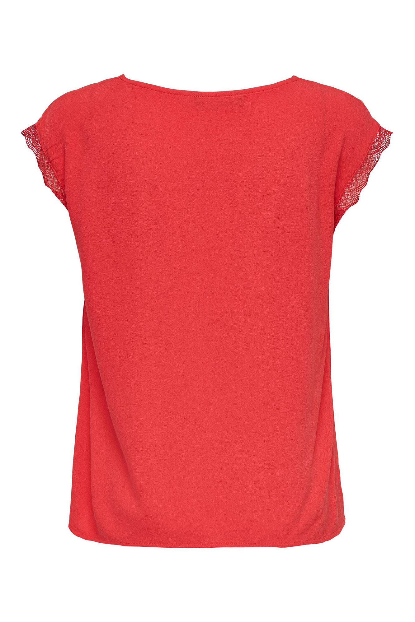 Blusa de manga curta com detalhes em renda.