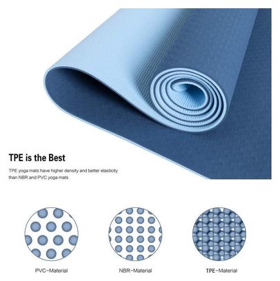 Tapis de Yoga Tapis de Sport Tapis Fitness avec Un Sangle 183 x 61 x 0 6 cm Marine bleu clair