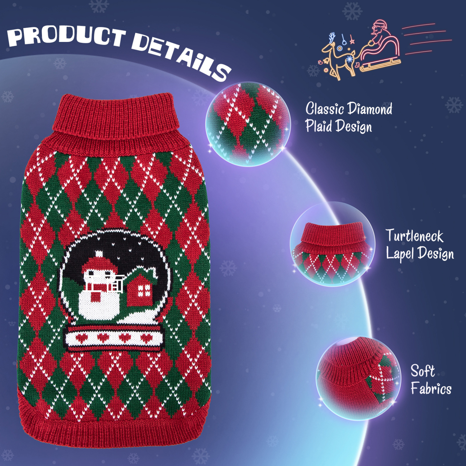 Nobleza - Suéteres de Natal para Cães e Gatinhos, Suéter de Natal para Animais de Estimação, Suéter para Cães e Gatinhos, Roupas Quentes de Inverno Adequadas para Cães de Pequeno e Médio Porte (Vermelho, tamanho P)