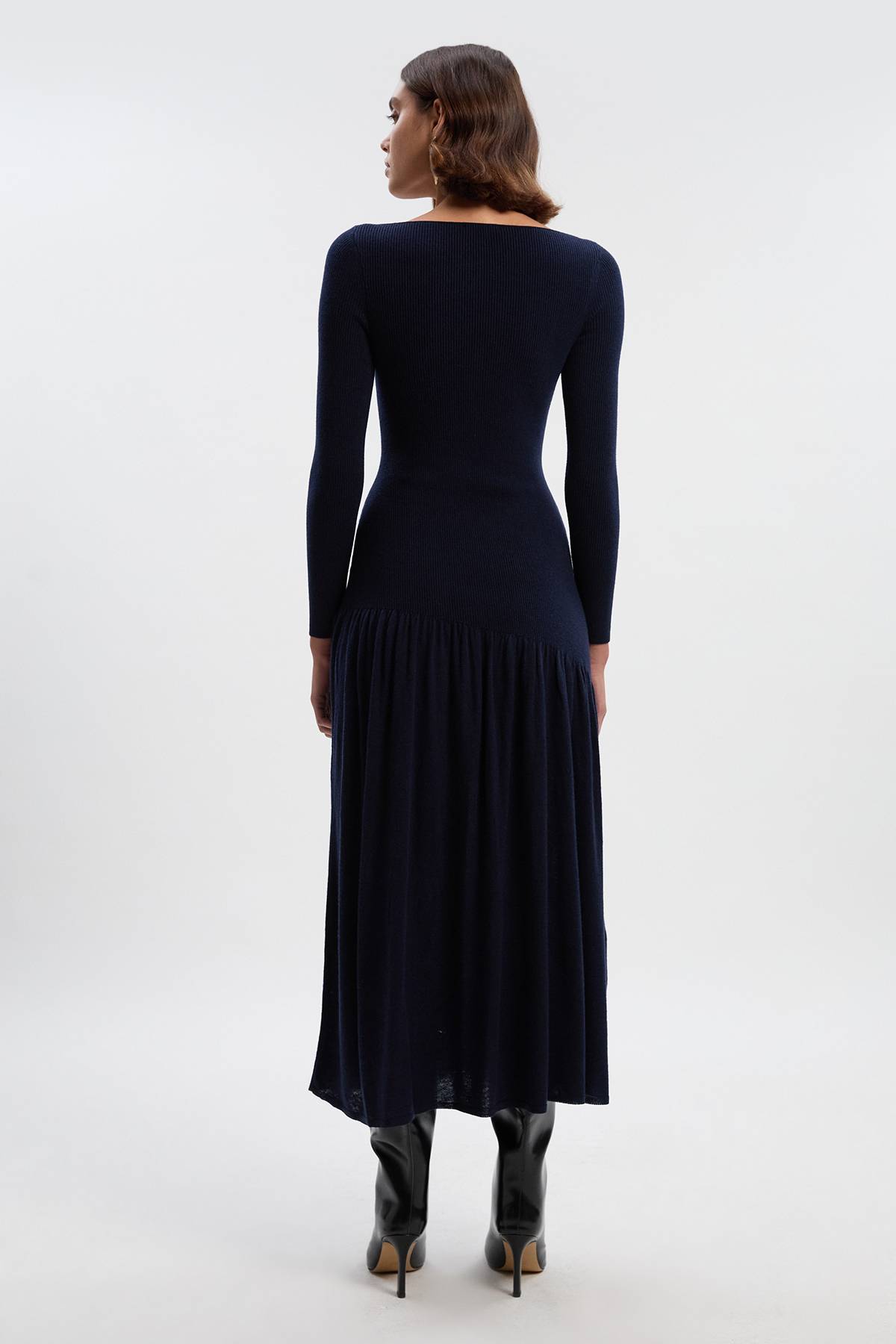 KarenMillen Robe Longue Tricotée Transparente en Mélange de Laine