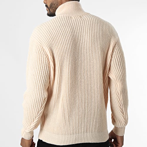 Pull Col Zippé Orange Clair