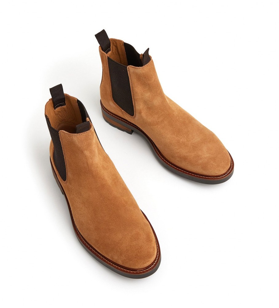 Botas de cano curto Hackett Jacob Chelsea em couro bege