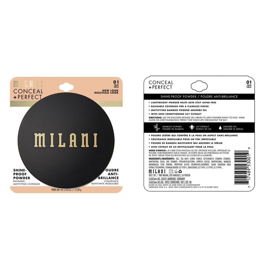 Milani Cosmetics Conceal + Perfect Shine-Proof Powder 01 Fair 12,3g
