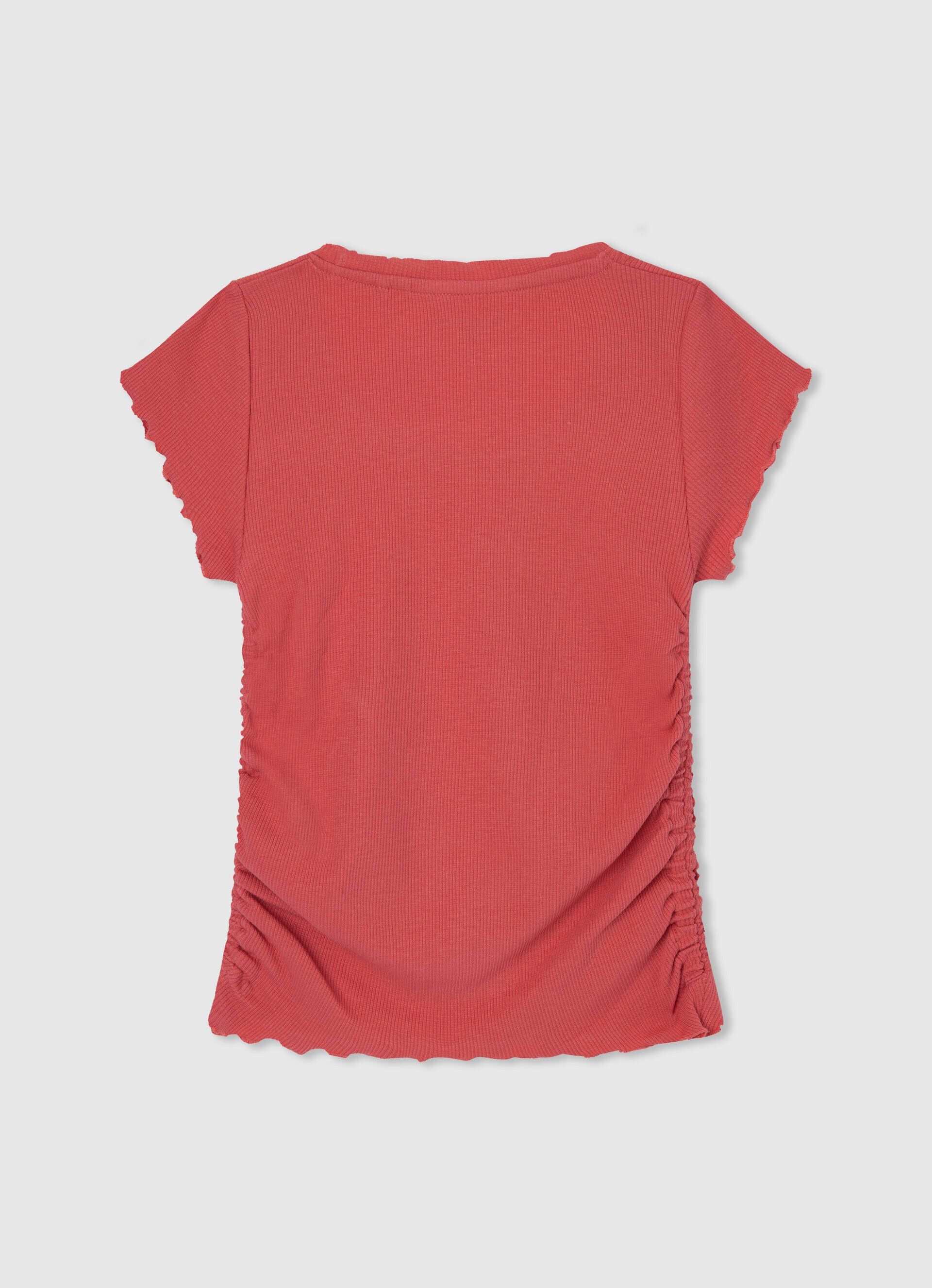 Camiseta canelada com efeito ondulado - vermelho estúdio
