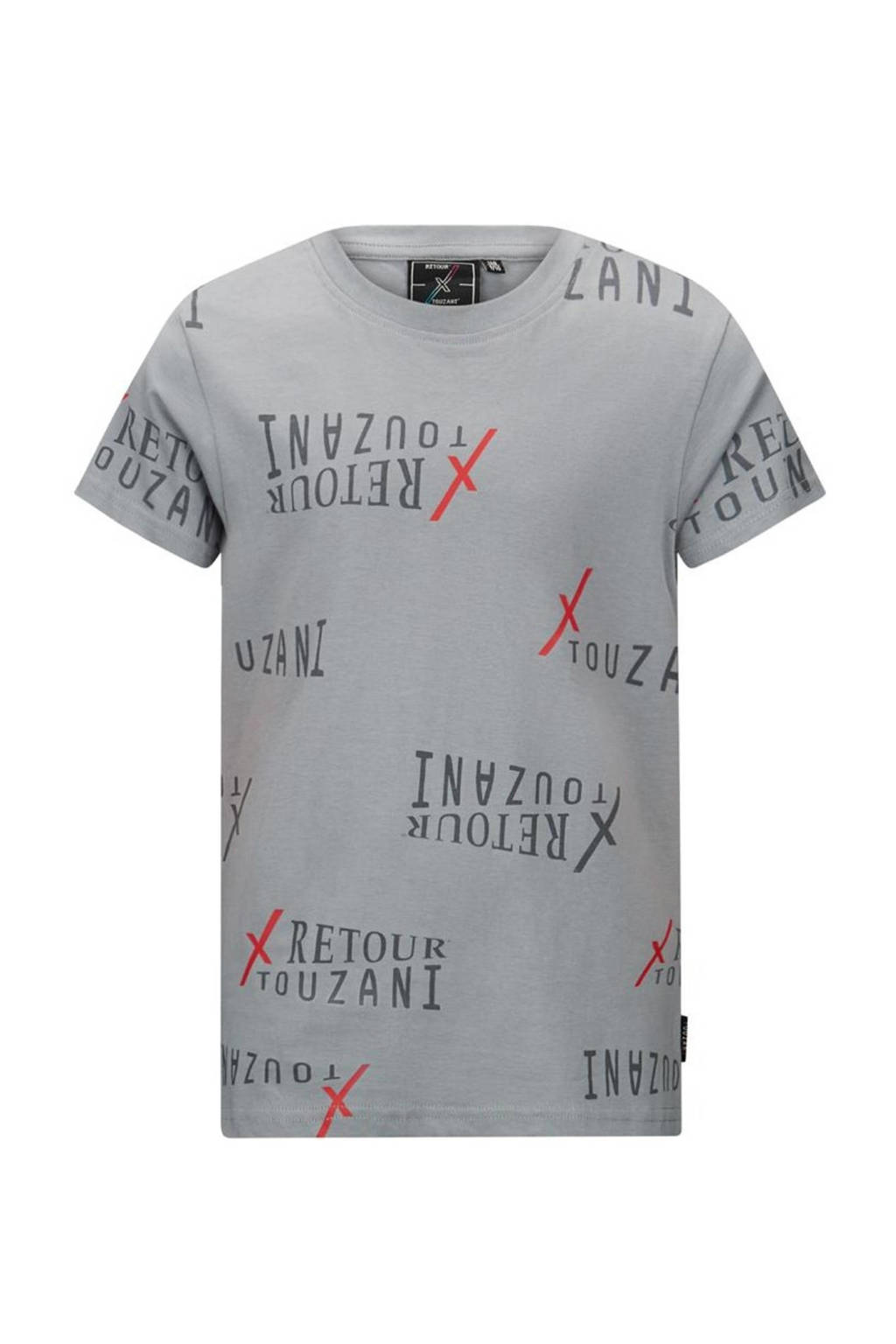 Retour Jeans T-shirt Soccer met all over print grijs