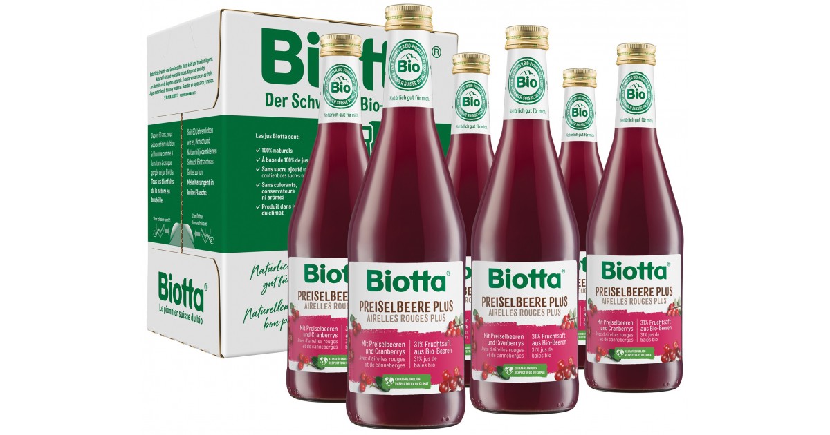BIOTTA Preiselbeere Plus Fl 5 dl