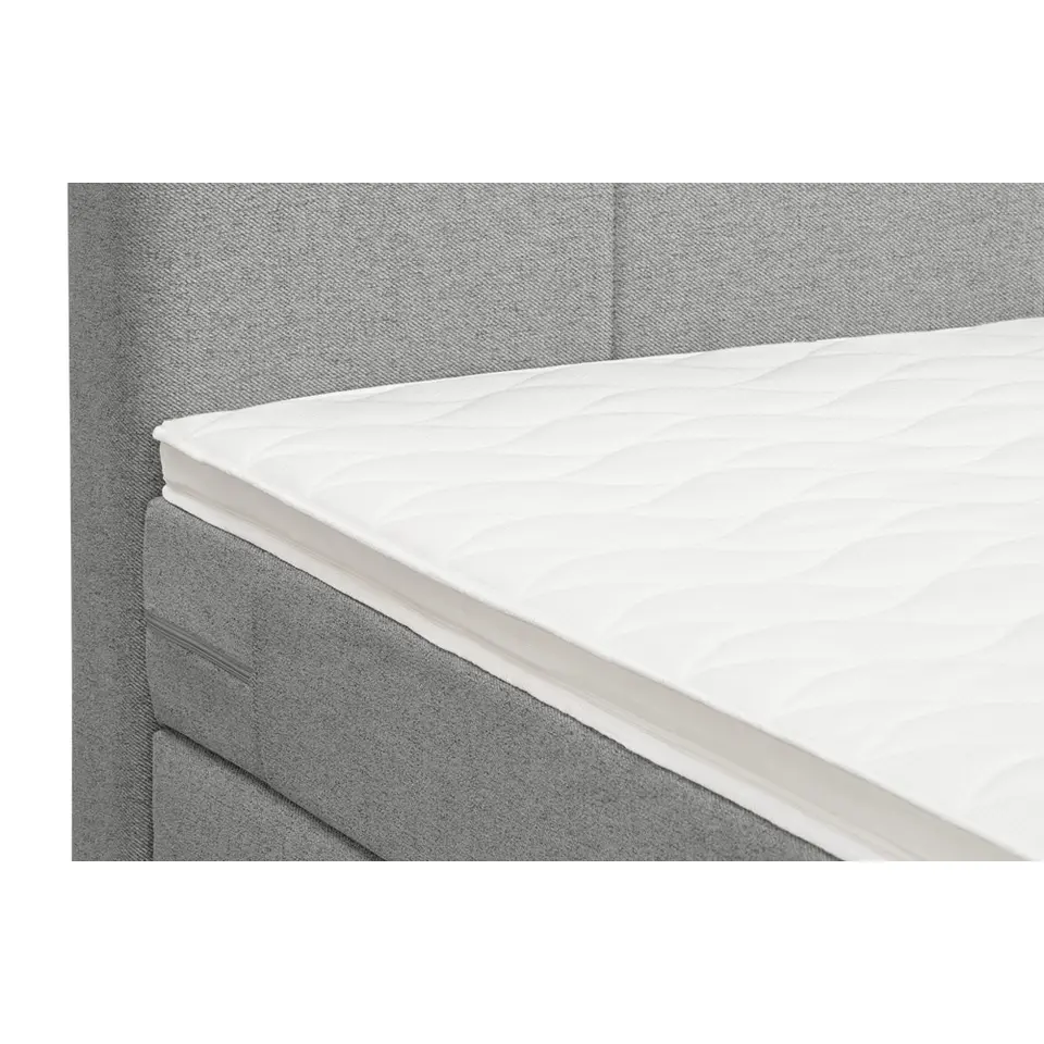 Boxspring met opbergruimte Liv geblokt - lichtgrijs - 90x200 cm