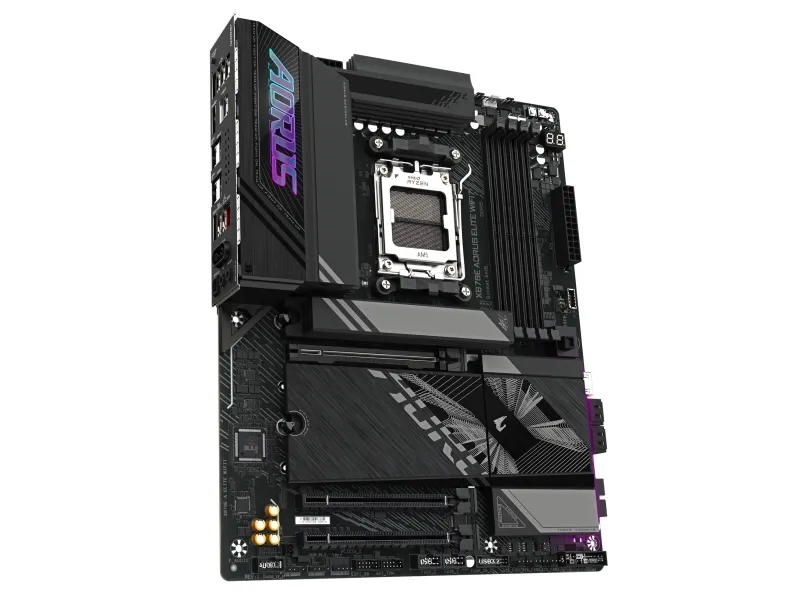 AORUS X870E ELITE WIFI7 - Bundkort - ATX - Socket AM5 - AMD X870E Chipset - USB-C 3.2 Gen 2x2, USB4, USB 3.2 Gen 1, USB 3.2 Gen 2 - 2.5 Gigabit LAN, Bluetooth, Wi-Fi 7 - onboard grafik (CPU påkrævet) - HD Audio (8-kanaler)
