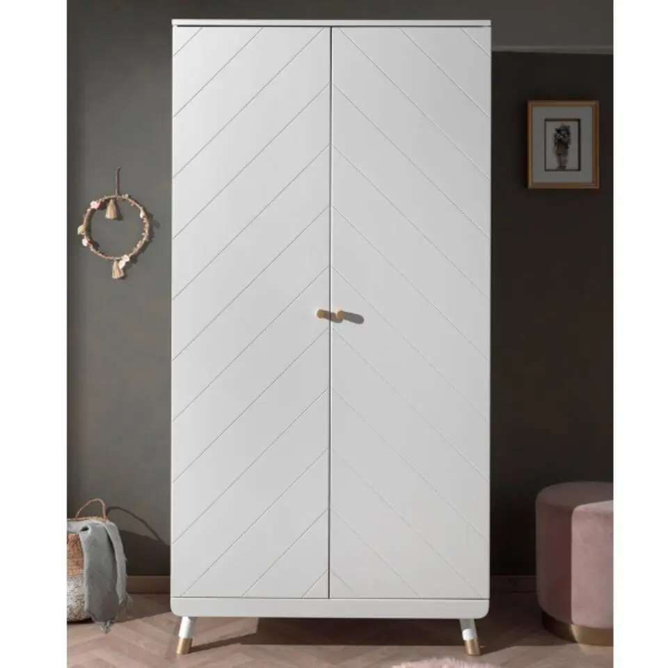 Kledingkast Billy 2 deuren MDF - wit/goud
