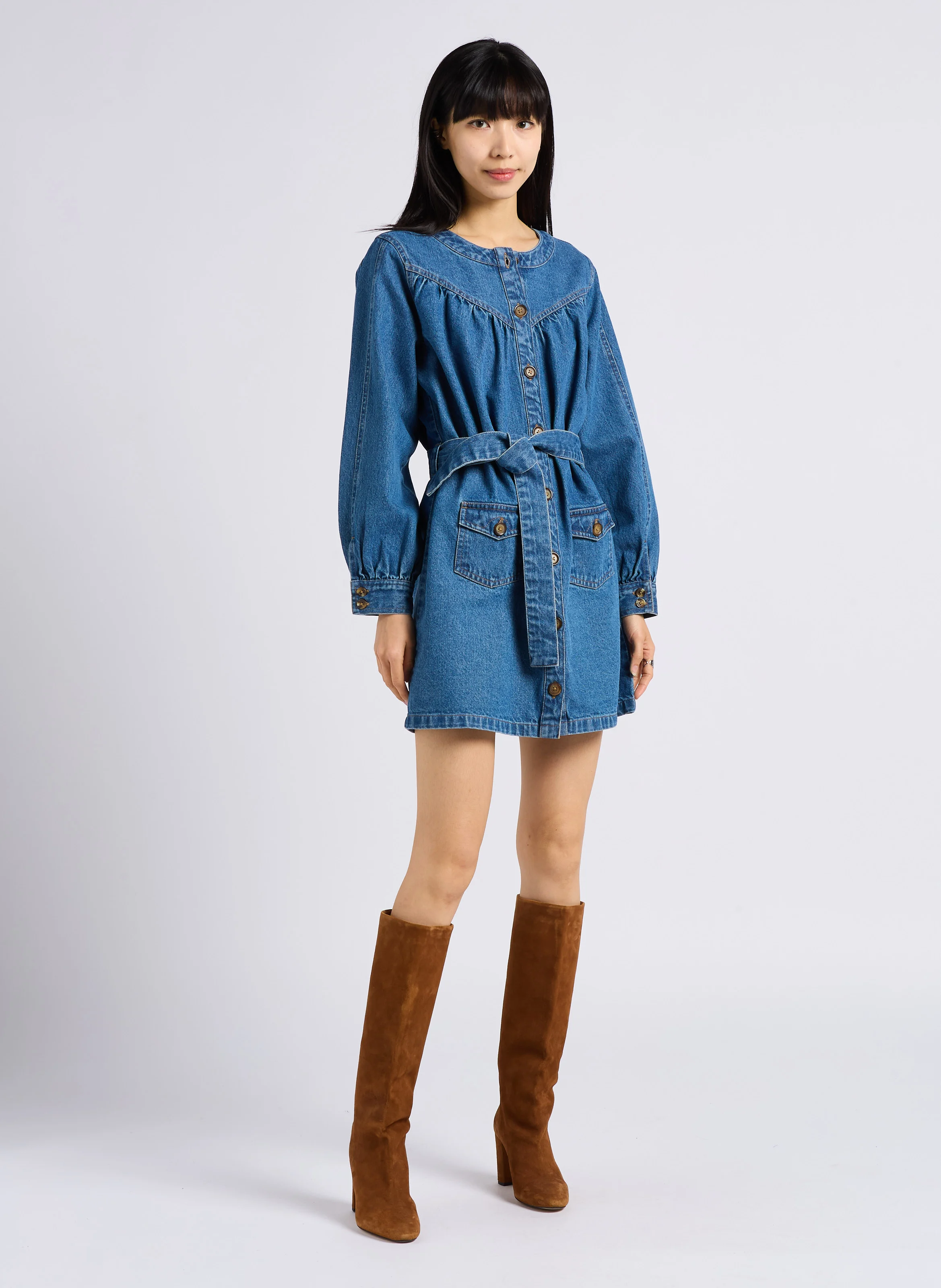 ANDREA - Robe chemise courte en denim| Jean Stone