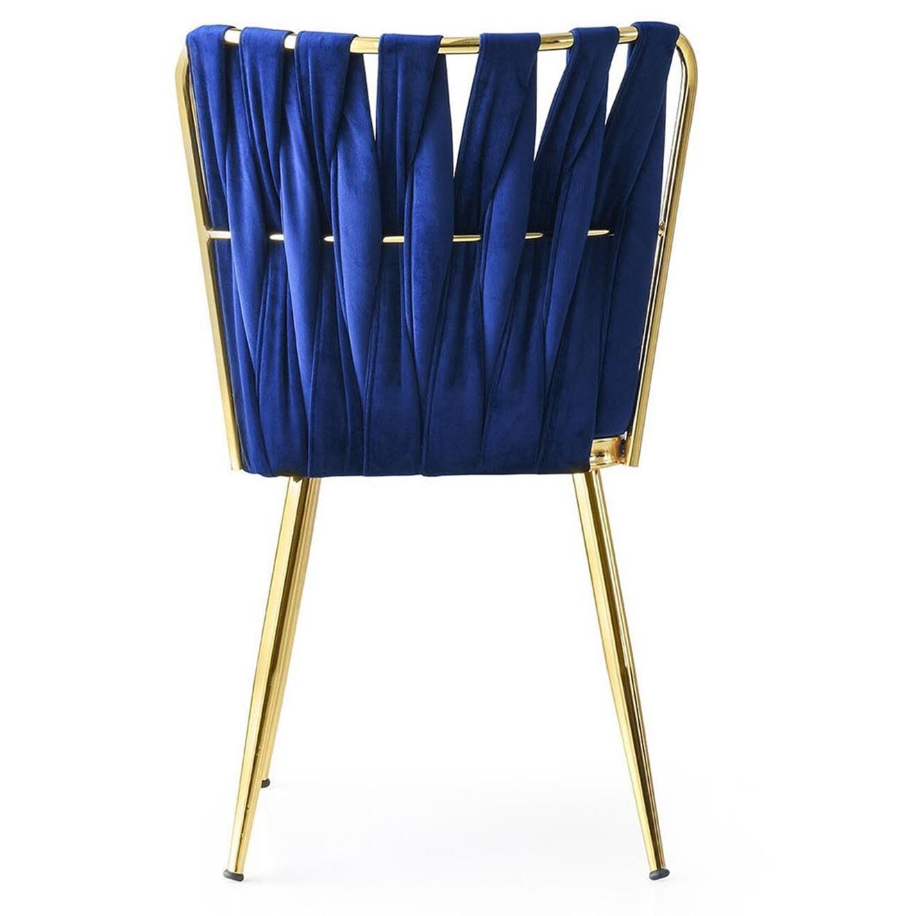 Homitis 2 Chaises Kusakli doré/bleu marine - 43x82x43 cm