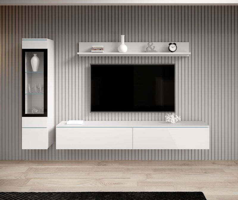 Wandkast - Verity - TV-Meubel met Opbergkast en Wandplank - Spaanplaat - 180x33x132 cm