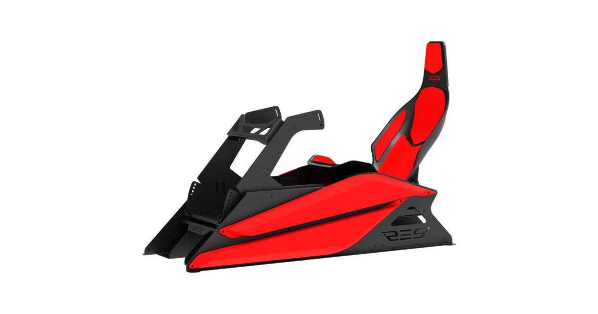 Res-TechGT Cockpit + Carbon Seat racing simulator  (Zwart/rood)