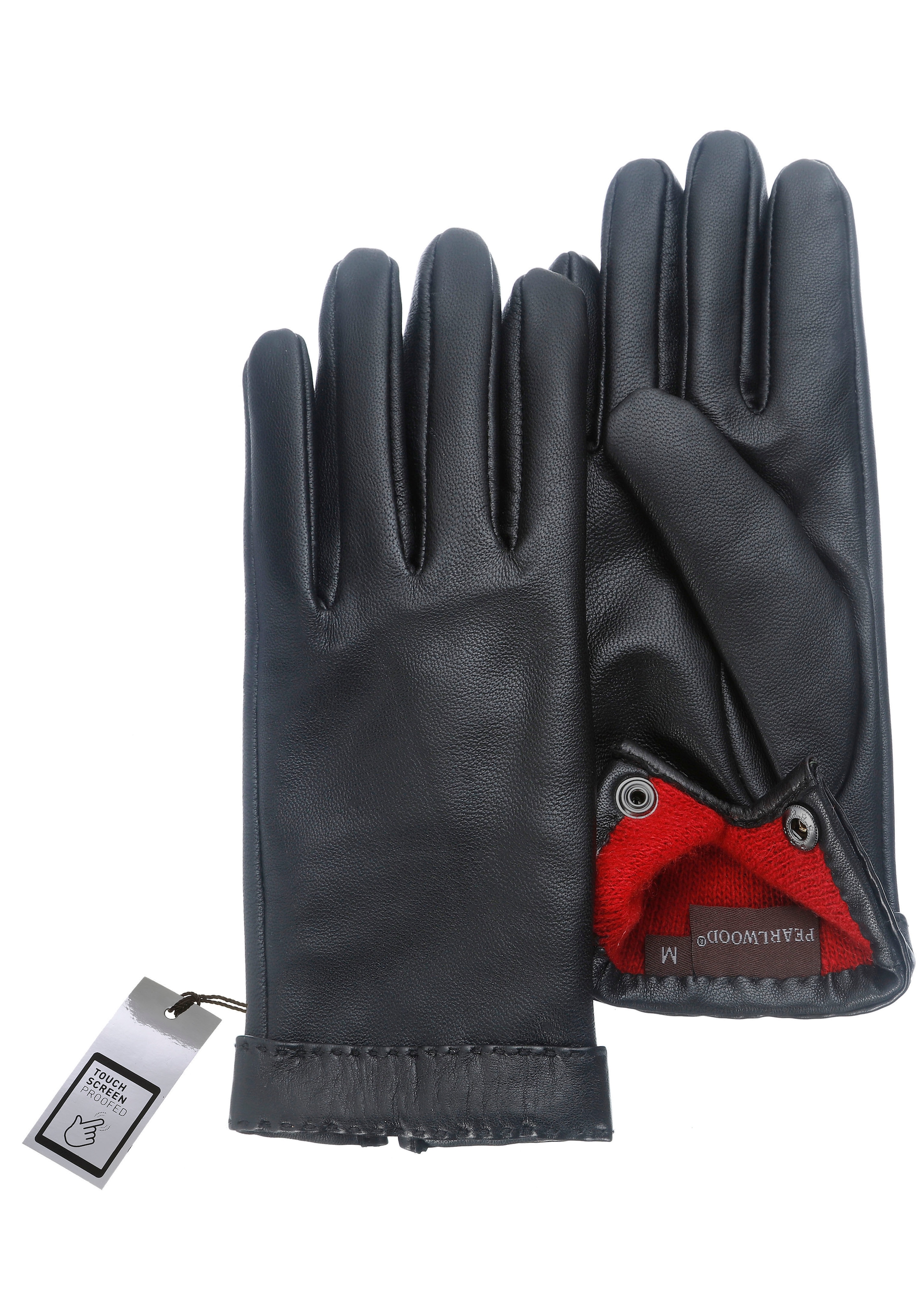 PEARLWOOD Lederhandschuhe »Ann« Dekorative Handsteppung am Bund