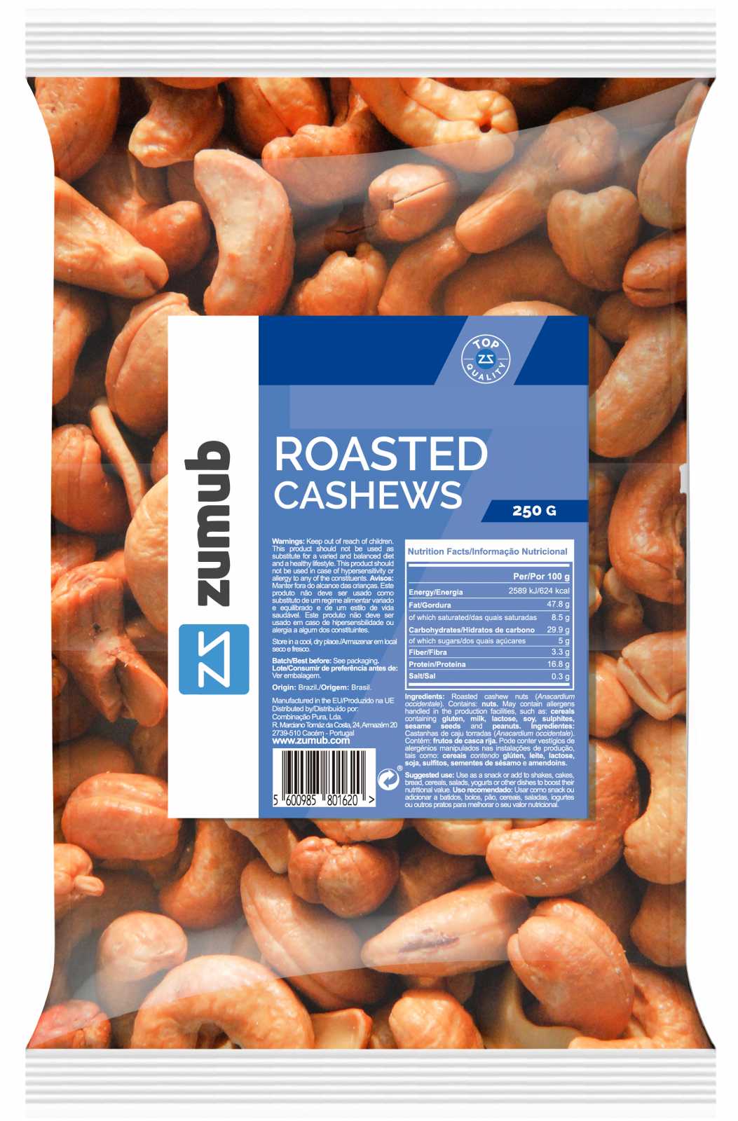 Castanhas de caju torradas Zumub Zumub 125g - Oportunidade